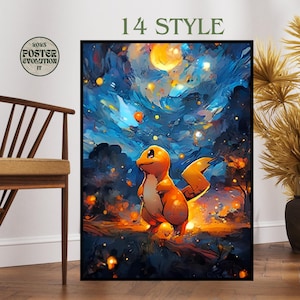Póster de Pokémon, el mejor regalo, póster de estilo feudal japonés • Impresión sobre lienzo de algodón natural resistente al agua • Arceus, Umbreon, Gyarados, Groudon, Pikachu