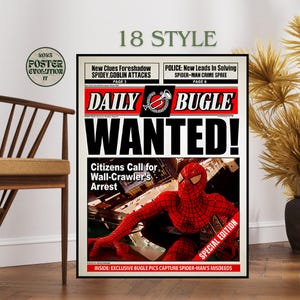Carteles del Spiderman Daily Bugle, periódico de Nueva York, impresión cuadrada de Spider-Man, el mejor póster de regalo, decoración de cómics de la primera trilogía, póster de cómics
