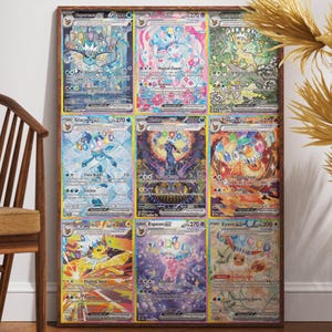 Poster impression sur toile Prismatic Evolutions Poster 9 Eeveelutions Terastal·Set Best Hit Collage Collection · Umbreon, Espeon, Glaceon, Flareon.