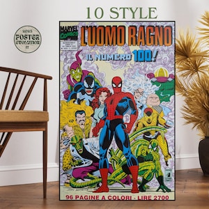 Poster stampa quadro Amazing Spiderman copertina fumetto vintage italiano uomo ragno best gift poster alta definizione colori vivaci.