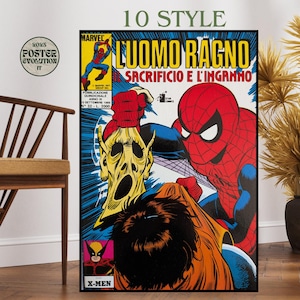 Poster stampa quadro Amazing Spiderman copertina fumetto vintage italiano uomo ragno best gift poster alta definizione colori vivaci.