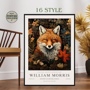 Póster William Morris zorro colores póster William Morris impresión, arte William Morris, William Morris zorro colores William Morris textiles lienzo