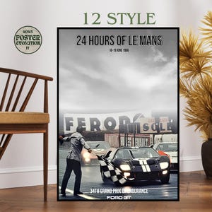 Poster quadro stampa Le Mans ford Ferrari Ken Miles victory driver ford, natural cotton canvas le mans 1966 ford gt40 vs ferrari poster ford