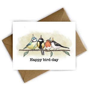 Grußkarte 'Happy Bird-Day' | Vögel | A6 | Blanko-Grußkarte | Geburtstag | Geburtstagskarte | Karte mit Tieren | Grußkarte mit Vögeln
