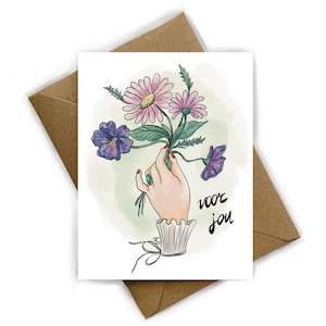 Wenskaart 'Voor jou'| zomaar | A6 | blanco wenskaart | bloemenkaart  | valentijnskaart | bedankt | bedankingskaart