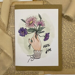 Biglietto d'auguri 'Per te'| proprio così | A6 | biglietto di auguri vuoto | carta floreale | biglietto di San Valentino | grazie | biglietto di ringraziamento