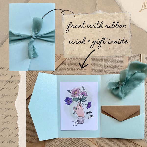 Pocketfold 'Für Dich' | danke | Geldgeschenk | Verpackung Geschenkgutschein| Geld spenden | Geburtstagskarte | einfach so | Karte mit Blumen