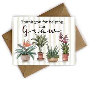 Carte de vœux « Grow » | A6 | Merci | plantes | carte de vœux vierge | carte de remerciement | carte pour enseignant | carte pour collègue