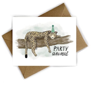 Grußkarte 'Partytier' | Leopard | A6 | Blanko-Grußkarte | Geburtstag | Geburtstagskarte | Karte mit Tieren