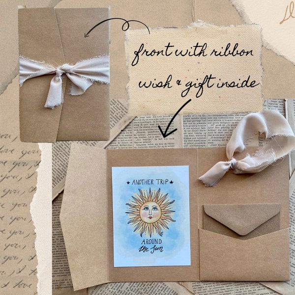 Pocketfold 'Un autre voyage' | anniversaire | cadeau d'argent | chèque cadeau emballage | donner de l'argent | carte d'anniversaire | anniversaire | carte avec soleil