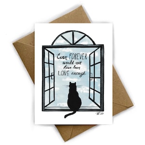 Carte de vœux « Fenêtre sur le ciel - chat » | Perte d'un animal de compagnie | A6 | Carte de vœux vierge | Carte pour la perte d'un chat | Carte pour le deuil