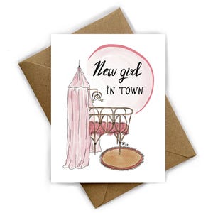 Tarjeta de felicitación "Nueva chica en la ciudad" | nacimiento | A6 | tarjeta de felicitación en blanco | hija | niña | anuncio de nacimiento | felicitaciones por el nacimiento de tu hija