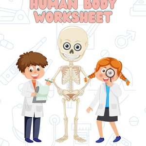 Printable Human Body Worksheet, Body Parts Anatomy for Kids,  Matching game and puzzle, Digital Download, Human Body System