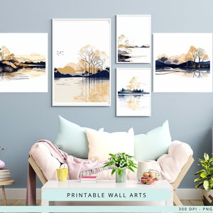 Japanese Set of 5 Prints Printable Wall Art, Japandi Wall Art Gallery Wall Art Digital Print Instant Download, Aesthetic Room Decor, DPIWA06
