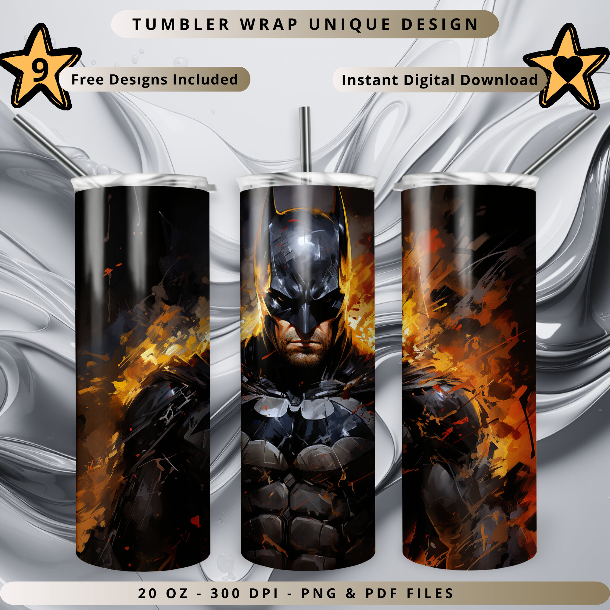 Batman Tumbler Sublimation Design Template - 20oz Straight And Tapered -  Full Tumbler Wrap - PNG Download