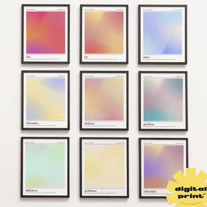 Set of 9 Fruit of the Spirit Christian wall decor digital print, Galatians 5:22, Bible art print