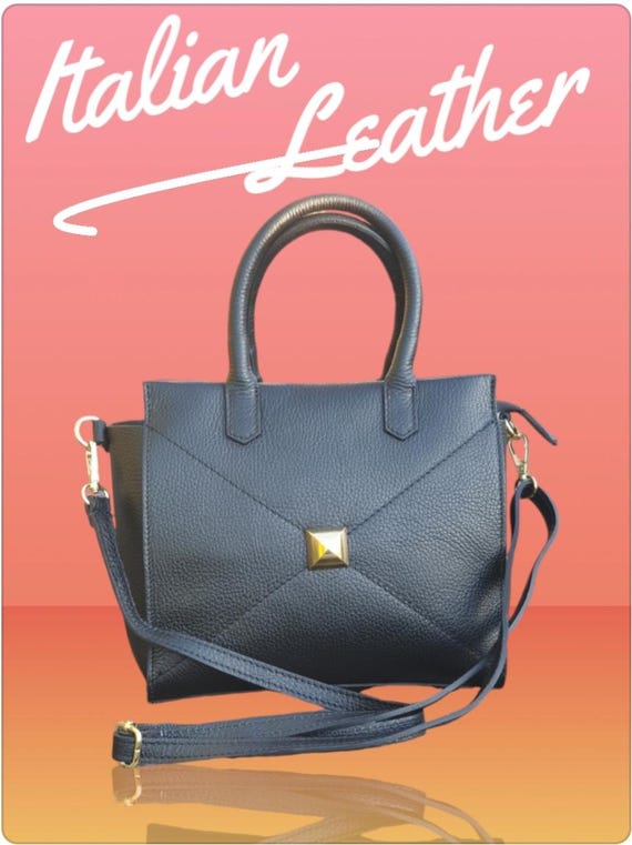 Italian Nero Leather Bag (black) - Etsy display picture 1