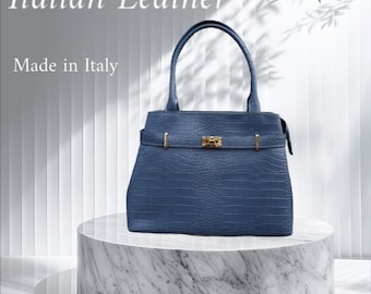 Italian Azzurro Leather Bag (Blue)