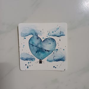 Carte montgolfière bleue