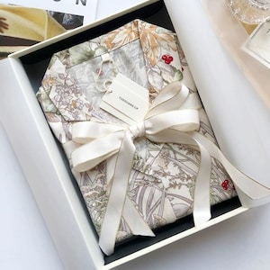 Luxury Satin Silk Pajama Set: Floral Long Sleeve Sleepwear, Christmas Party Pyjamas