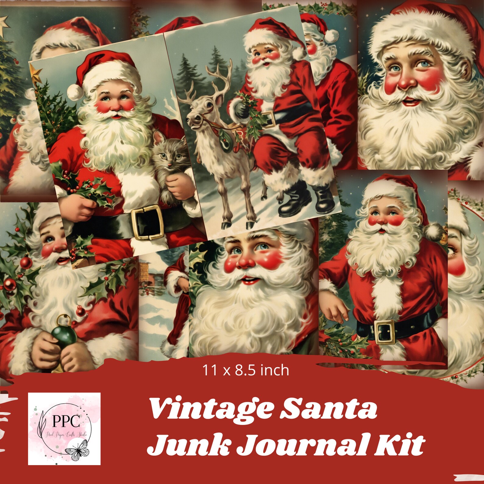 Vintage Santa Junk Journal Kit Printable, Christmas Junk Journal ...