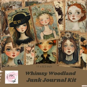 Woodland junk journal kit printable, nature junk journal, junk journal supplies, junk journal paper, scrapbooking paper