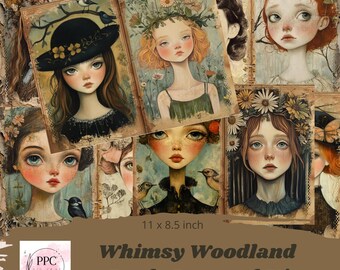 Woodland junk journal kit printable, nature junk journal, junk journal supplies, junk journal paper, scrapbooking paper