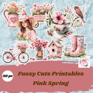 Spring fussy cuts printables, Spring ephemera for junk journal, junk journal supplies, scrapbooking, card making