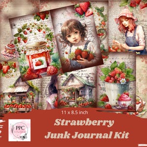 ensemble de journal indésirable de fraises vintage, éphémères de fraises vintage, journal imprimable, journal indésirable de fraises, ensemble d’albums