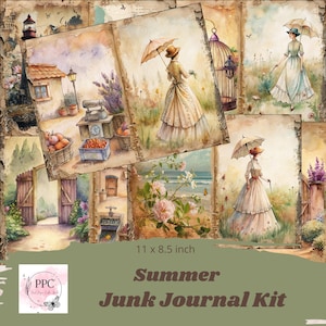 Vintage Sommer Junk Journal Druckbares Set, Sommer Junk Journal, Sommer Ephemera Print, Sommer Journal, Scrapbook