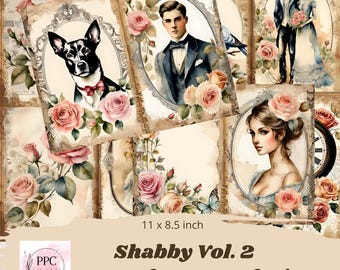 Druckbares Shabby-Chic-Mülljournal-Set, Shabby-Chic-Mülljournal, Mülljournal-Seiten, ephemeres Shabby-Chic-Mülljournal