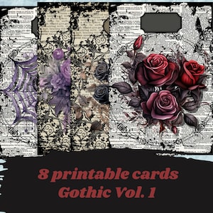 Printable gothic junk journaling cards, scrapbooking, INSTANT DOWNLOAD, digital paper, junk journaling paper, gothic ephemera
