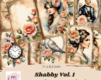 Druckbares Shabby-Chic-Mülljournal-Set, Shabby-Chic-Mülljournal, Mülljournal-Seiten, ephemeres Shabby-Chic-Mülljournal