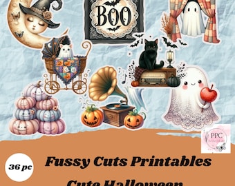 Halloween fussy cuts, junk journal ephemera, digital junk journal, junk journal supplies, Halloween ephemera