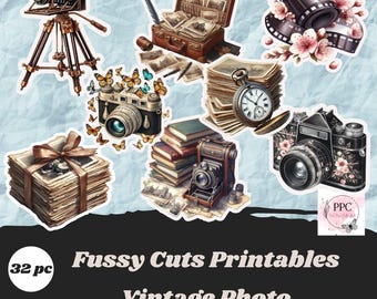 Vintage photo fussy cuts printables, Vintage photo ephemera for junk journal, junk journal supplies, scrapbooking, card making
