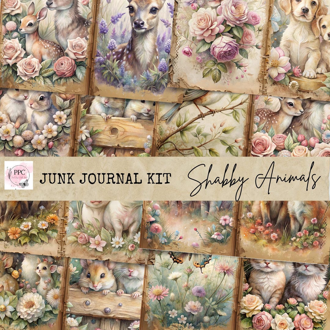 Animals Junk Journal Kit Printable, Journal Supplies, Scarpbooking ...