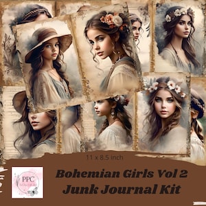Boheemse Junk Journal Set, Boheemse Meisjes Junk Journal Set, Vintage Ephemera, Journal Supplies