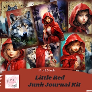 Conjunto diario basura Caperucita roja imprimible, papel digital, diario Caperucita roja imprimible
