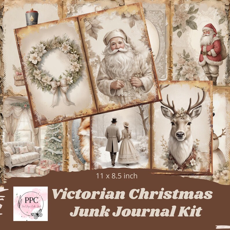 Victorian Christmas Junk Journal Kit, Victorian Christmas Ephemera ...