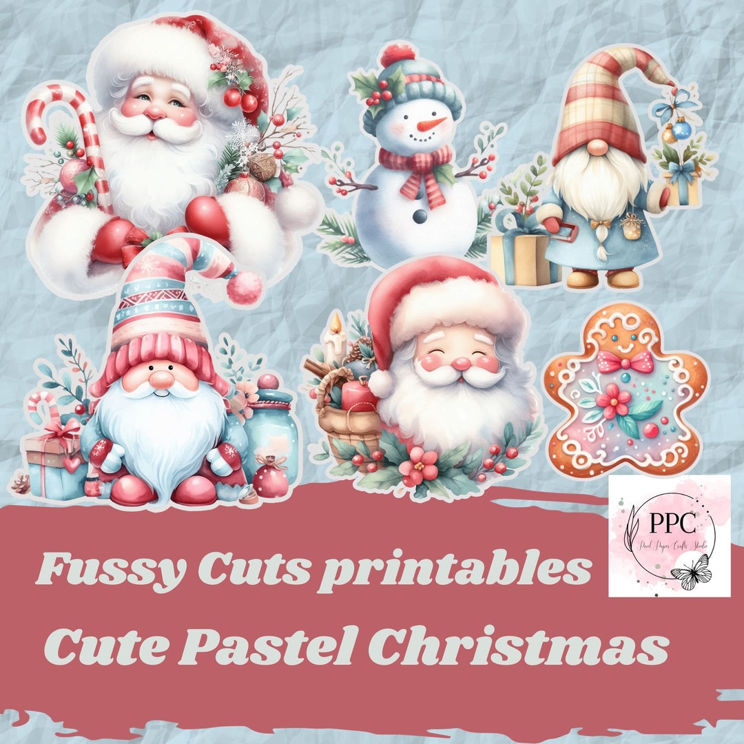 Pastel Christmas Fussy Cuts Printables, Christmas Ephemera for Junk ...