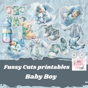 Baby boy fussy cuts printables, Baby ephemera for junk journal, Junk journal supplies, Scrapbooking, Junk journal goodies