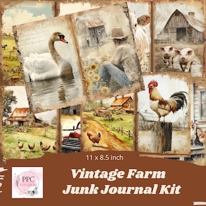 Vintage farm junk journal kit printable, vintage farm junk journal, farm junk journal ephemera, scrapbooking, junk journal supplies