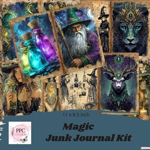 Magic junk journal kit printable, fantasy junk journal, ephemeral magic for journaling, junk journal paper, scrapbooking