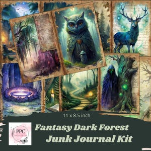 Dark Forest Junk Journal Set, Fantasy Junk Journal, Junk Journal Zubehör, Digitaler Download, Druckbares Journal