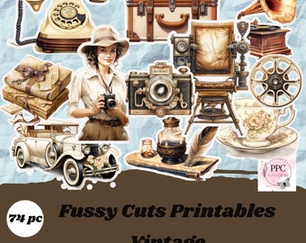 Vintage fussy cuts printables, Vintage ephemera for junk journal, junk journal supplies, scrapbooking, card making