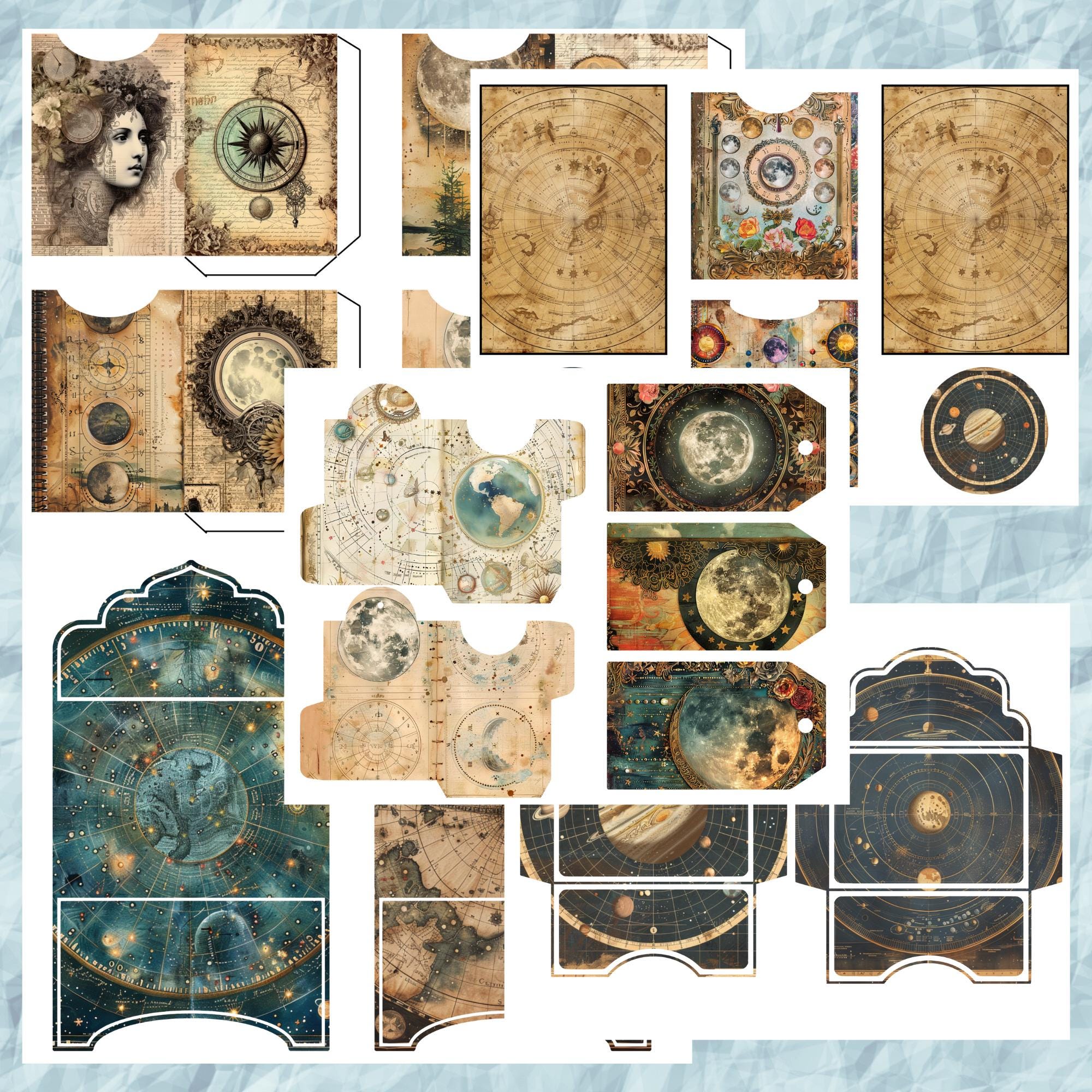 Vintage Moon Junk Journal Kit, Celestial Junk Journal, Junk Journal ...