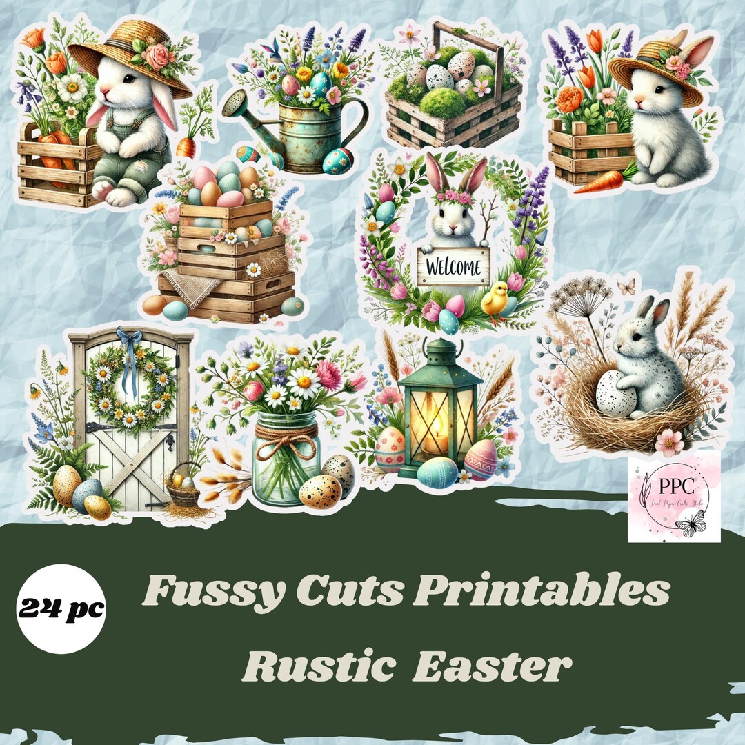 Rustic Easter Fussy Cuts Printables, Easter Ephemera for Junk Journal ...