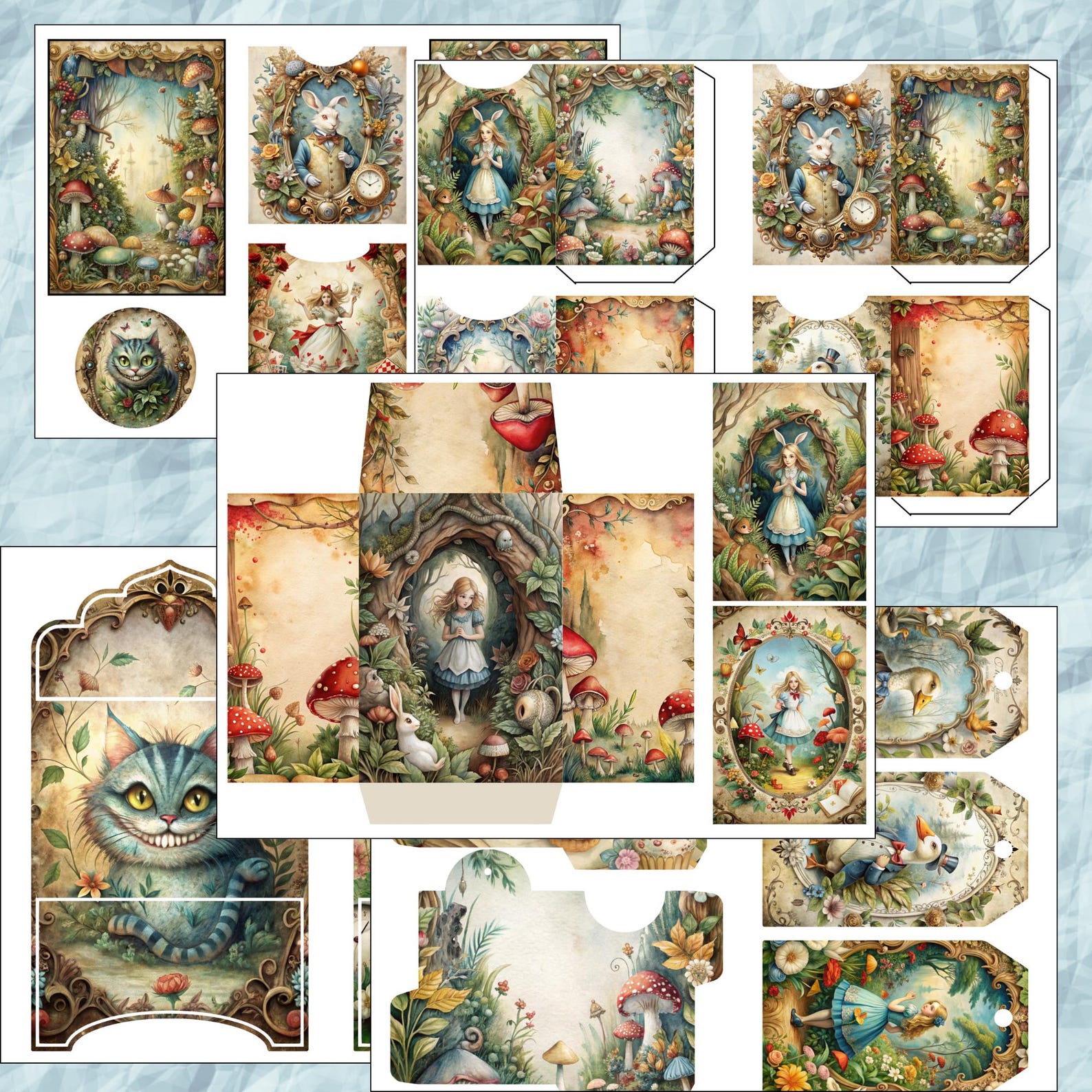 Alice in Wonderland Junk Journal Kit, Junk Journal Supplies, Digital ...