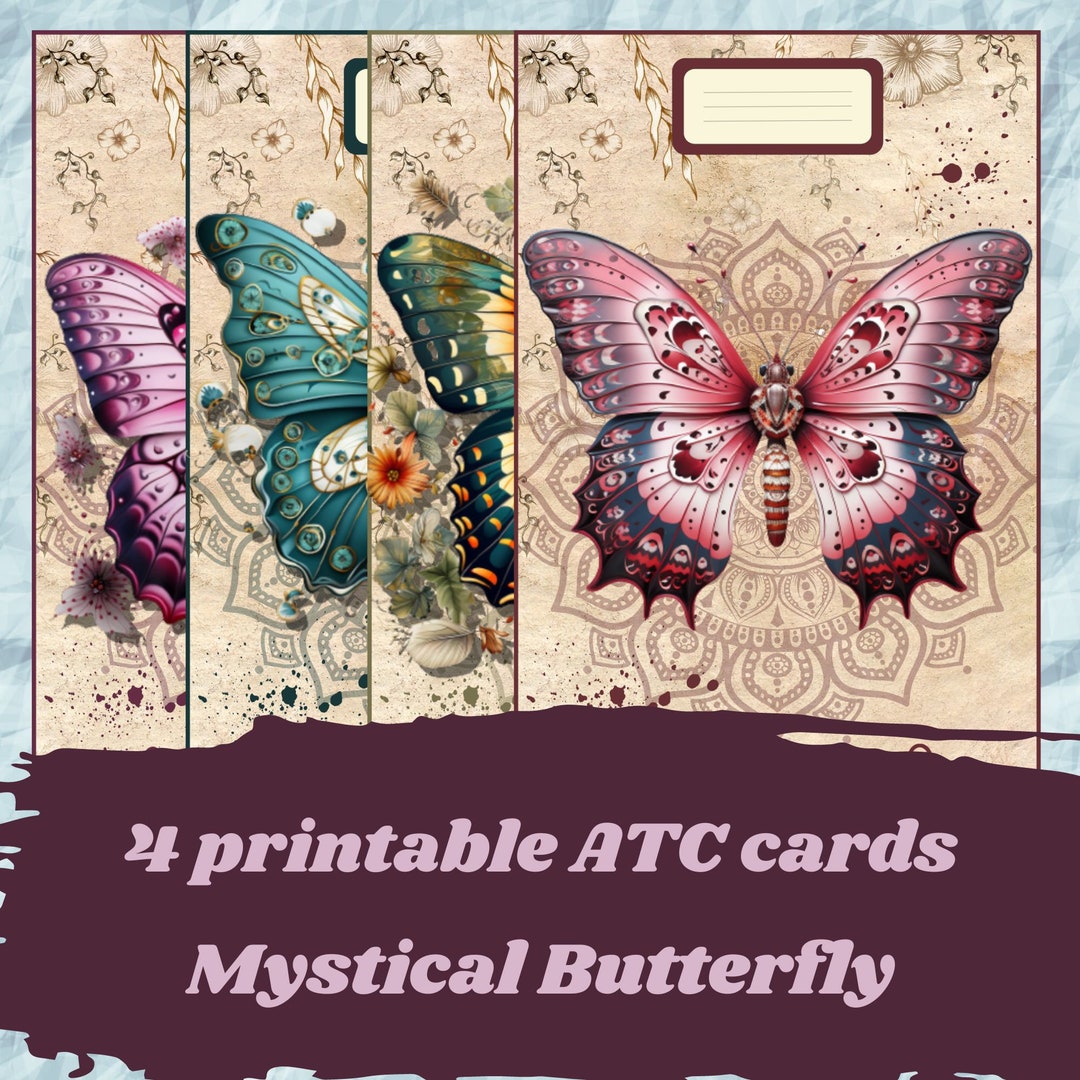 Printable Mystical Butterflies Cards Digital ATC Cards Etsy