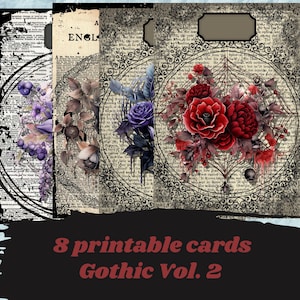 Printable gothic junk journaling cards, scrapbooking, INSTANT DOWNLOAD, digital paper, junk journaling paper, gothic ephemera
